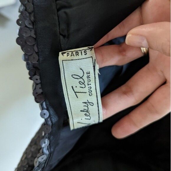 Vintage Vicky Tiel Couture Paris ruched sequin strapless bustier mini dress XS - Picture 8 of 11